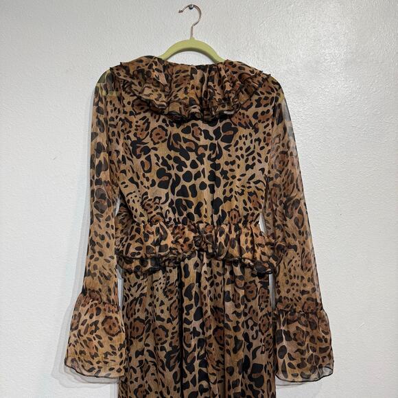 Danity Brown Leopard Print Maxi Dress Sz M - Picture 3 of 13